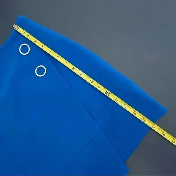 H&M Women’s Blue Wrap Skirt 8 Unlined Back Zipper - Picture 9 of 11